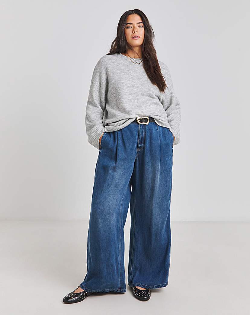 Grey Crew Neck Knitted Jumper