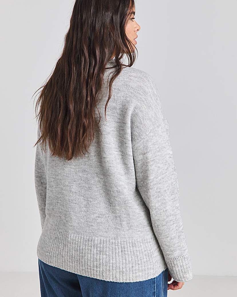 Grey Crew Neck Knitted Jumper