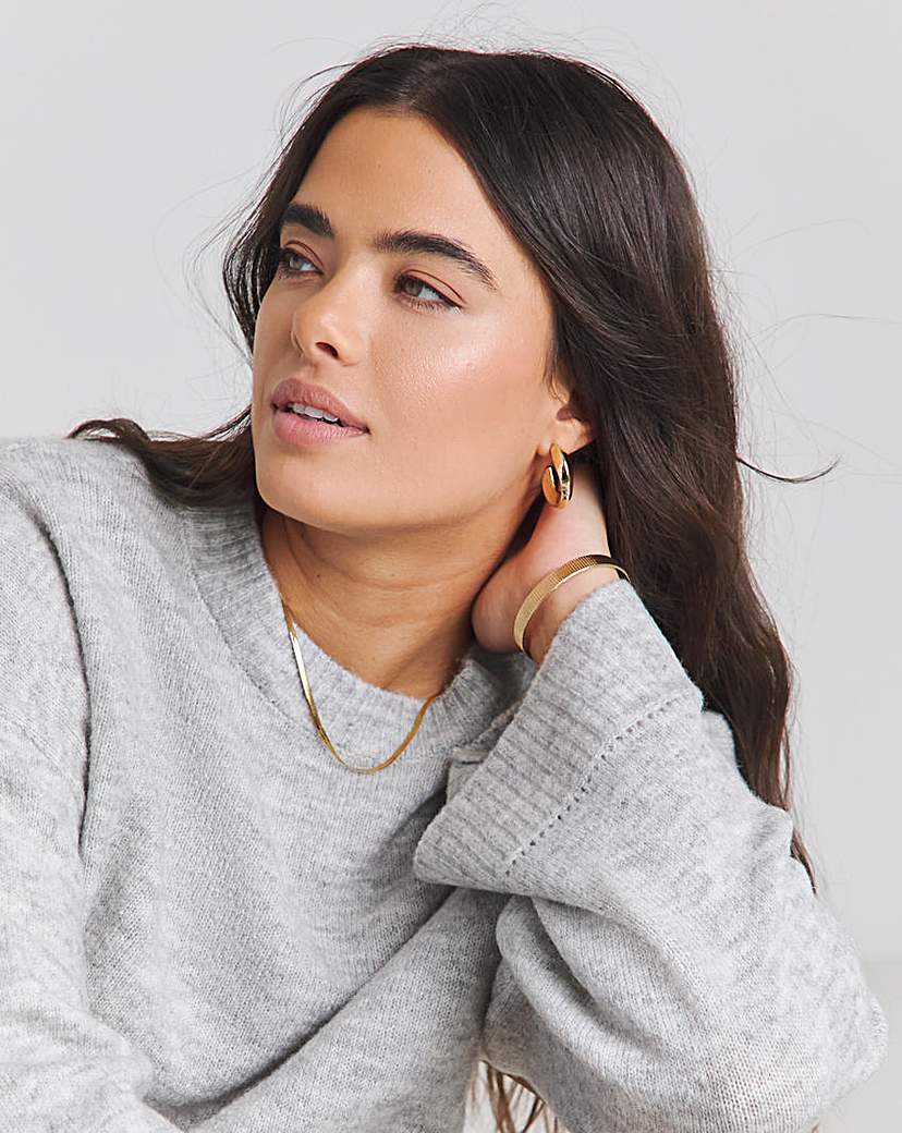 Grey Crew Neck Knitted Jumper