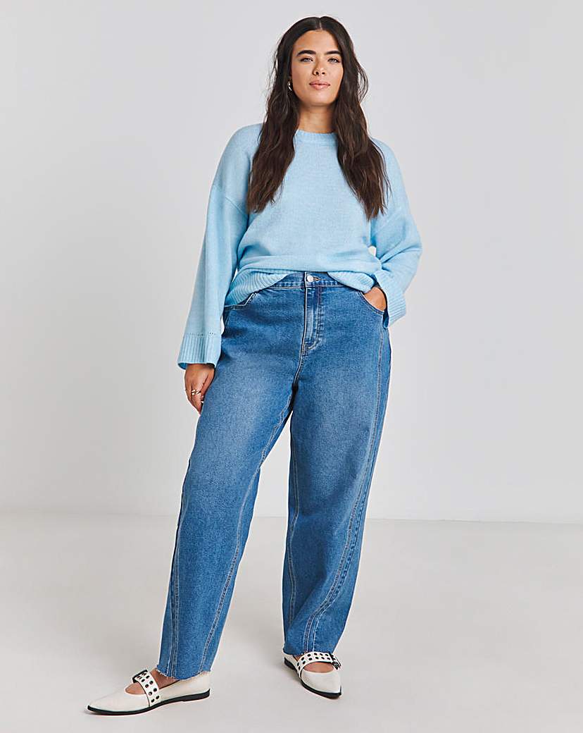Blue Crew Neck Knitted Jumper