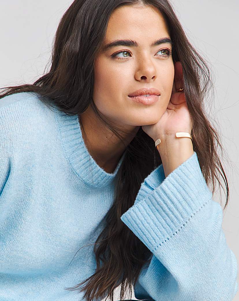 Blue Crew Neck Knitted Jumper
