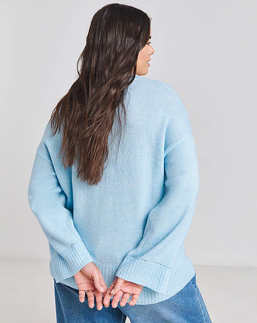 Blue Crew Neck Knitted Jumper