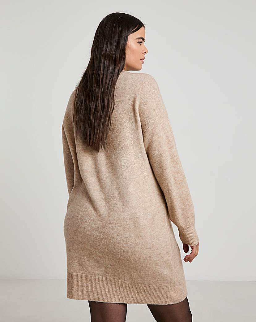 Oatmeal Crew Neck Mini Dress