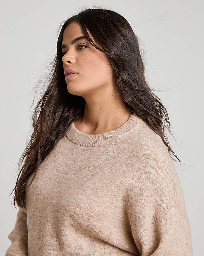 Oatmeal Crew Neck Mini Dress