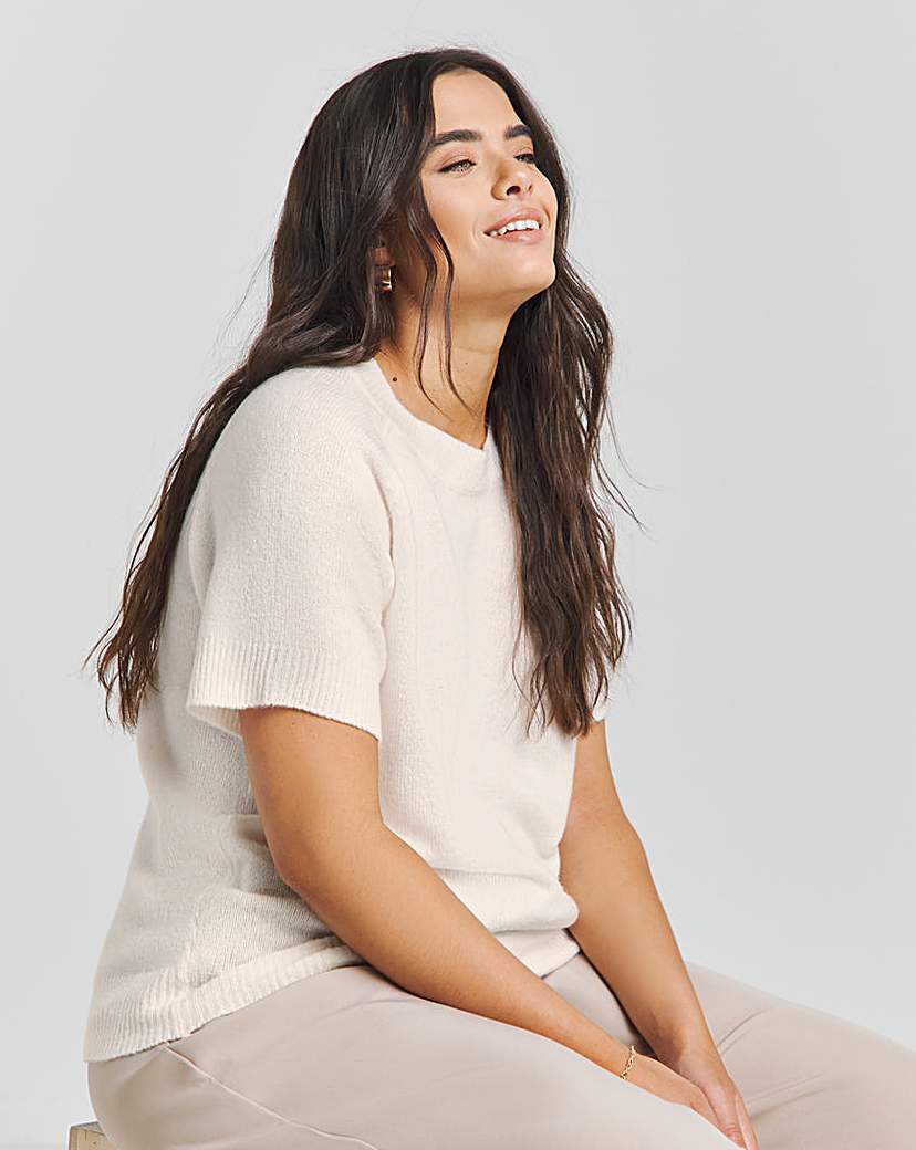 Ivory Short Sleeve Crew Neck Jumper