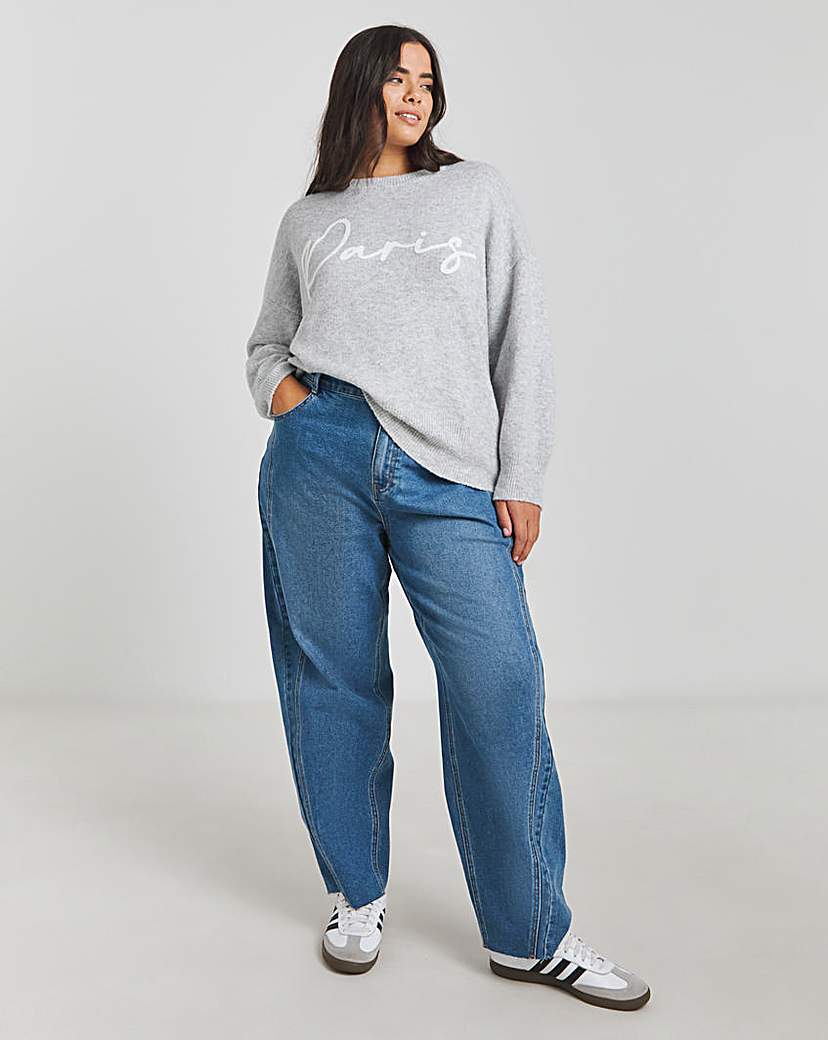 Paris Slogan Knitted Jumper
