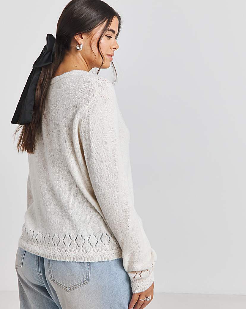 Pointelle Scallop Edge Cardigan