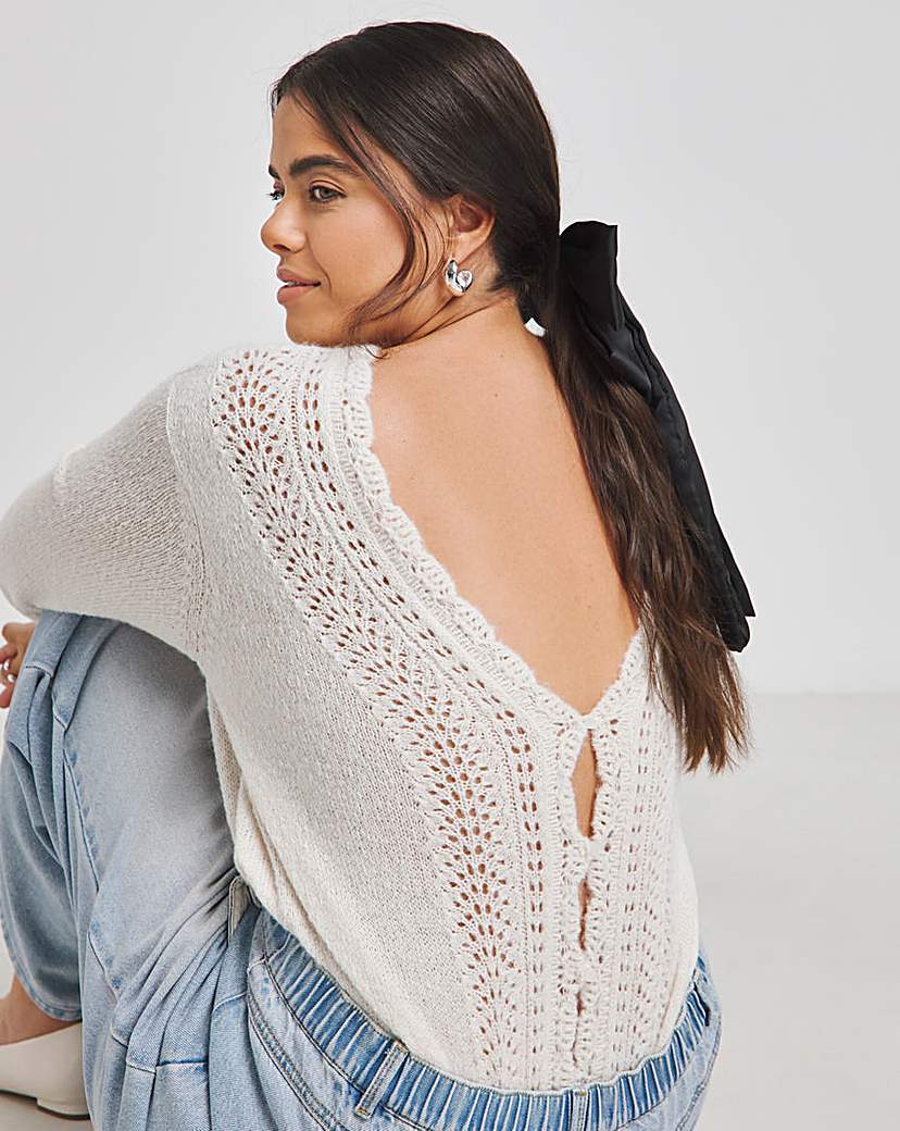 Pointelle Scallop Edge Cardigan