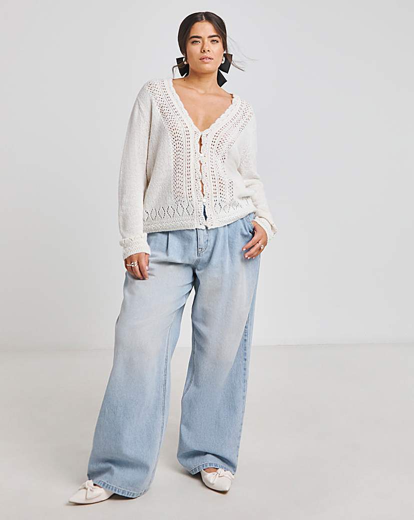 Pointelle Scallop Edge Cardigan