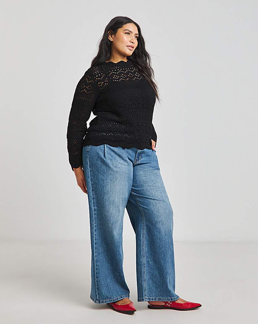 Black Crochet Look Jumper