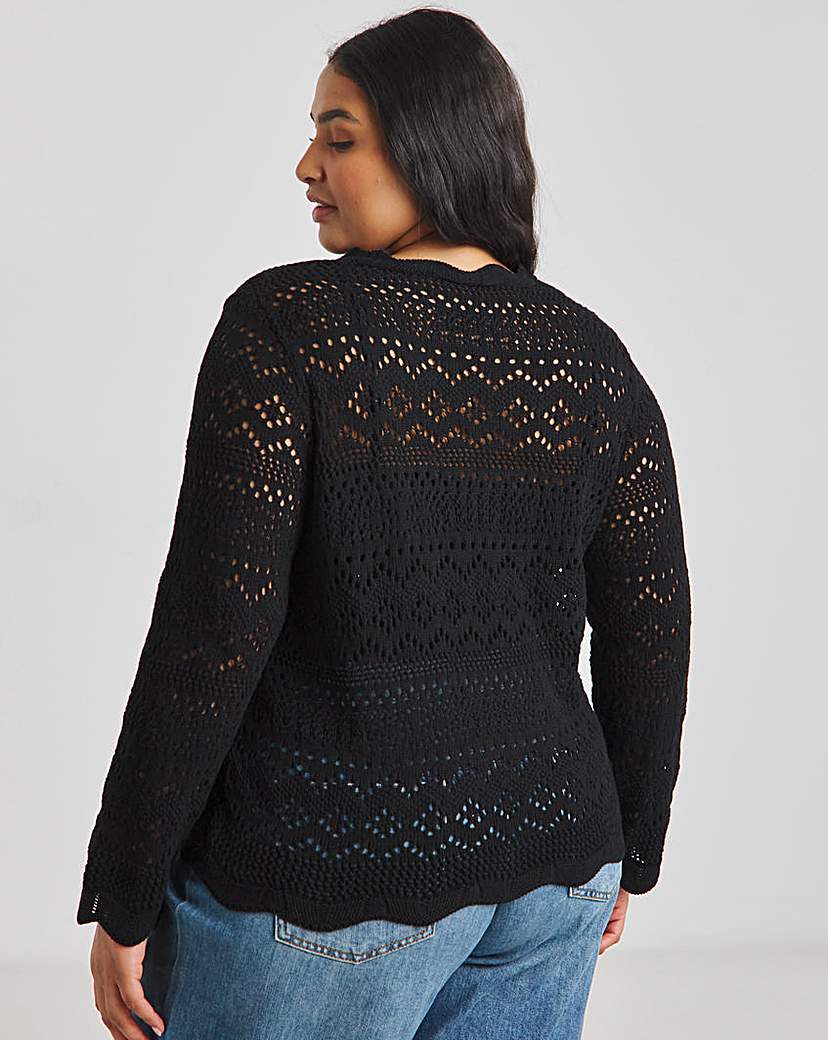 Black Crochet Look Jumper