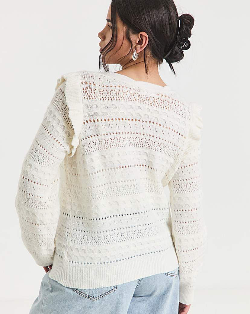 Pointelle Tie Front Cardigan