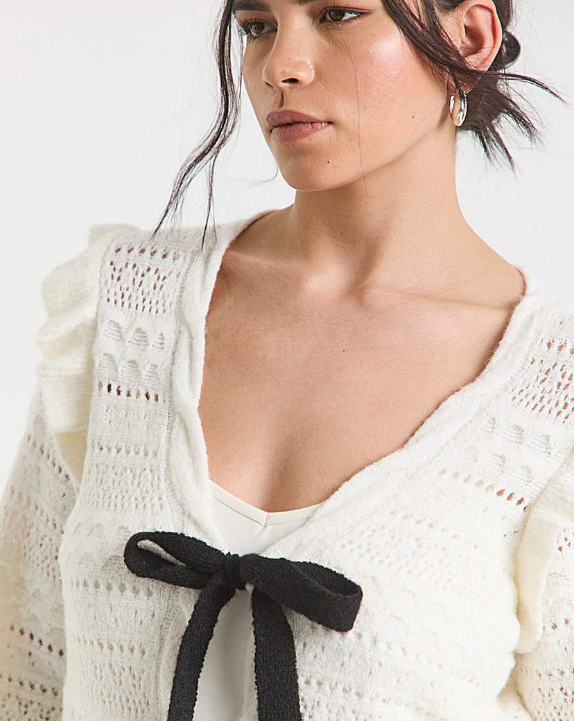 Pointelle Tie Front Cardigan