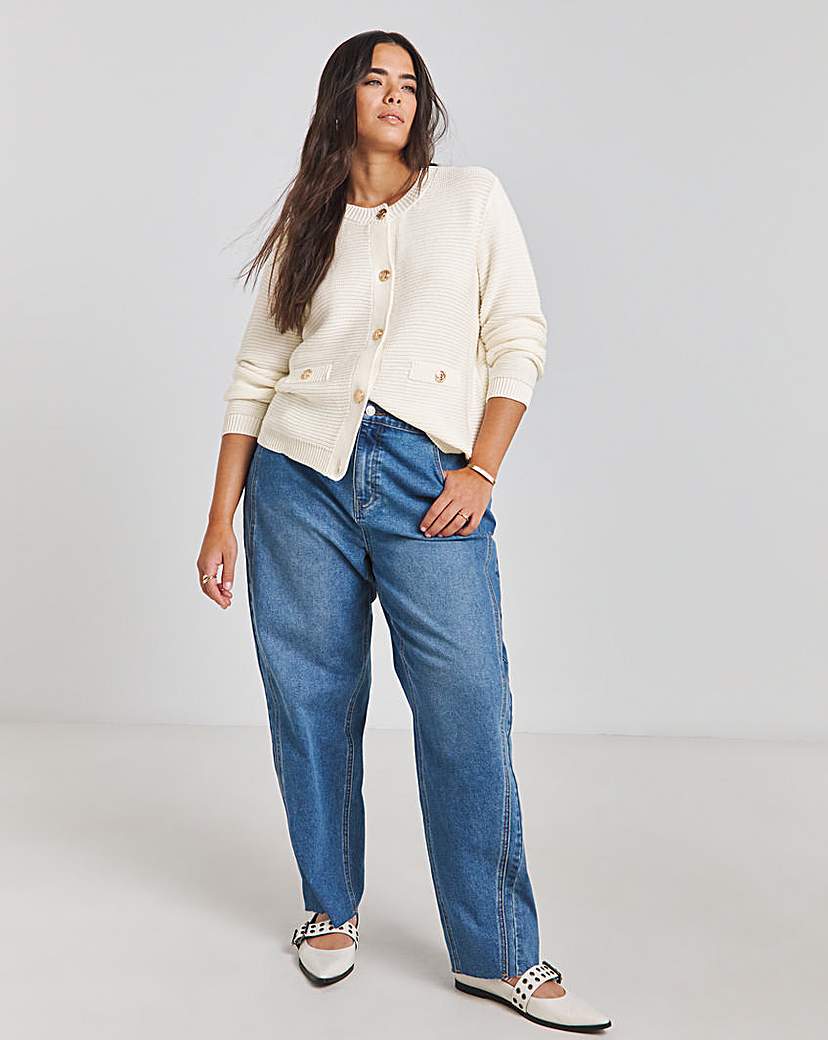 Cream Crew Neck Cardigan