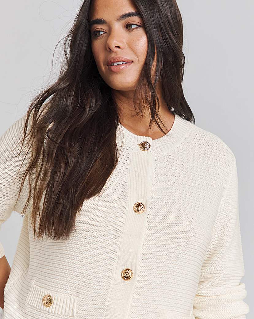 Cream Crew Neck Cardigan