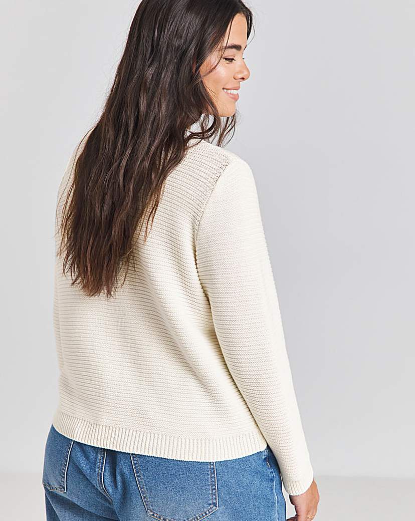 Cream Crew Neck Cardigan