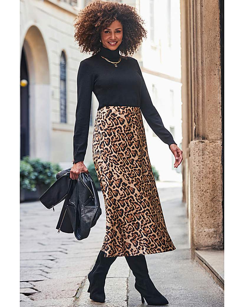 Sosandar Leopard Print Bias Midi Skirt