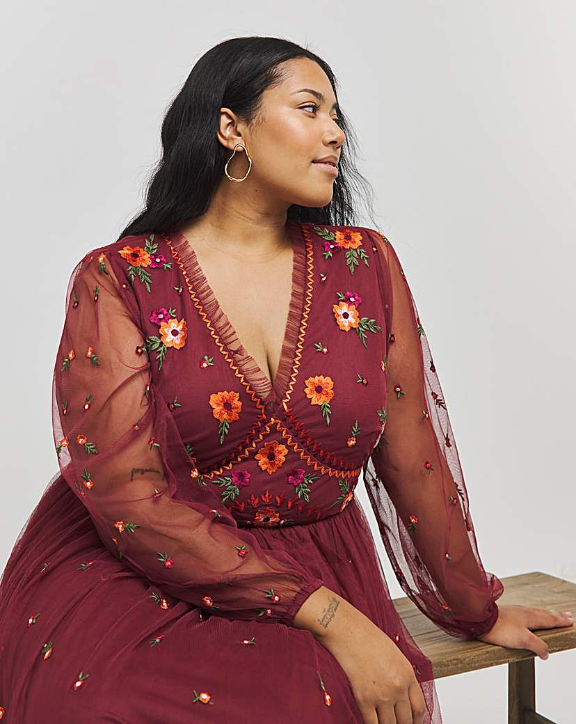Maya Embroidered Midi Dress