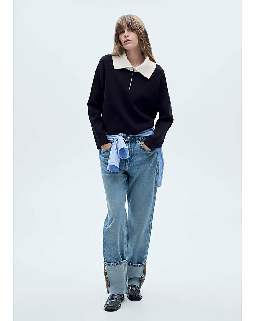 Mango Latas Contrast Collar Sweater Navy Mango …