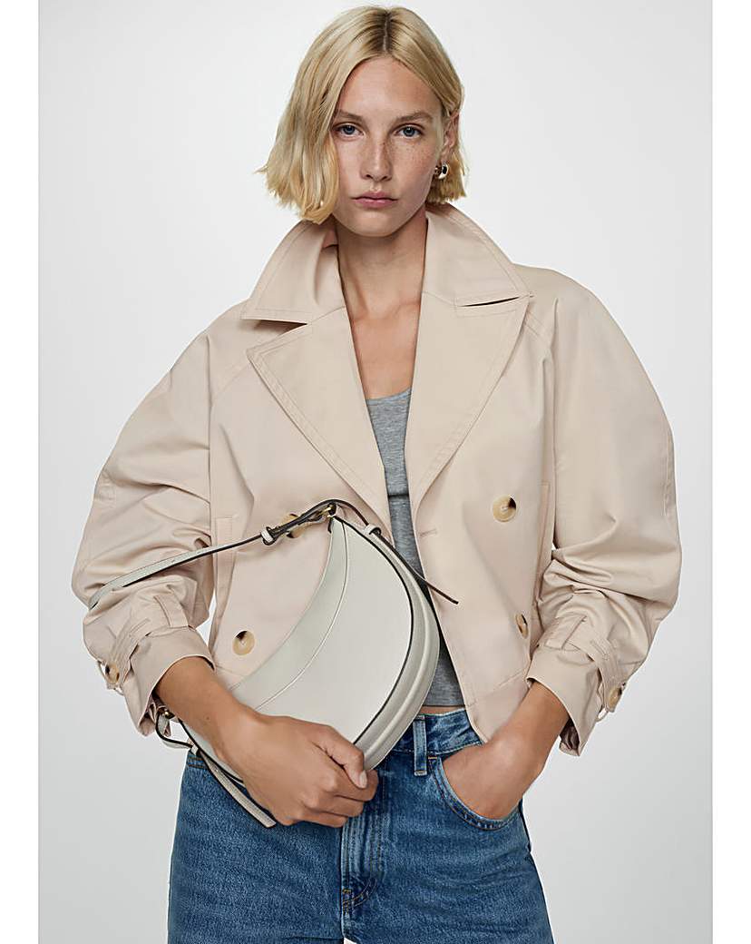 Mango Cropped Trench Coat with Lapels