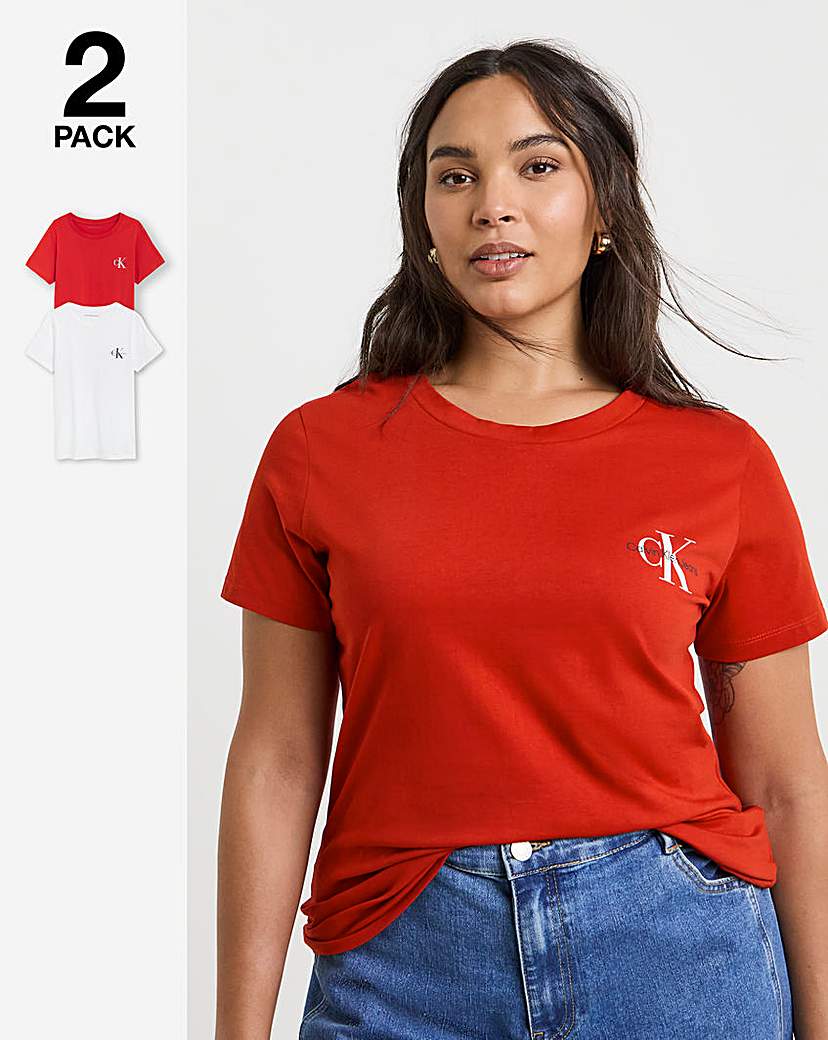 New In - Calvin Klein Monologo Slim Tee 2 Pack