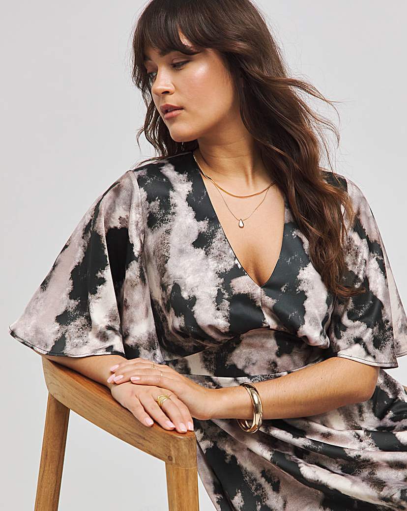 Flounce London Printed Satin Maxi