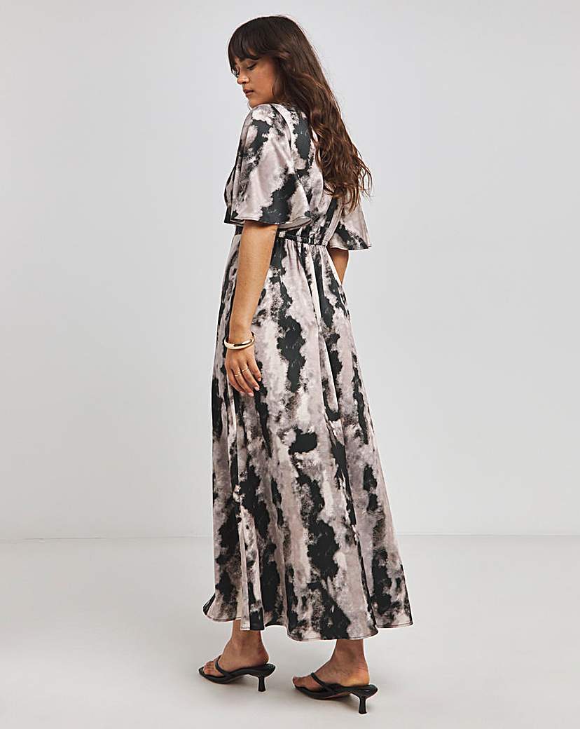 Flounce London Printed Satin Maxi