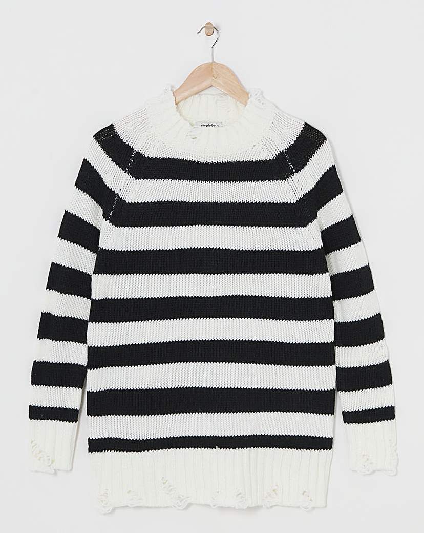 Stripe Distressed Longline Jumper