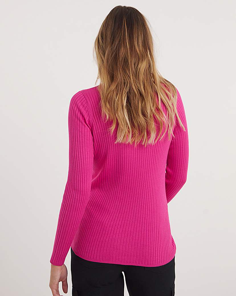 Pink Cut Out Detail Rib Knitted Top