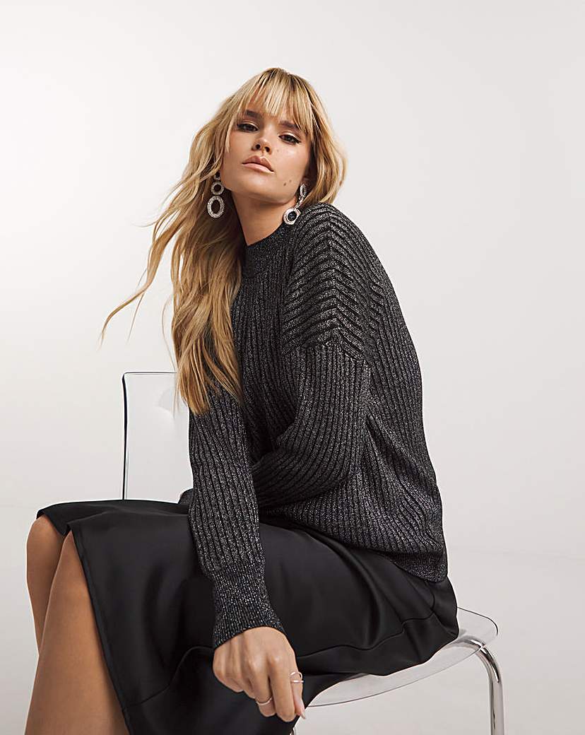 Silver Metallic Rib Jumper