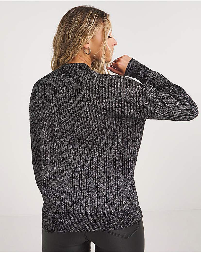 Silver Metallic Rib Jumper