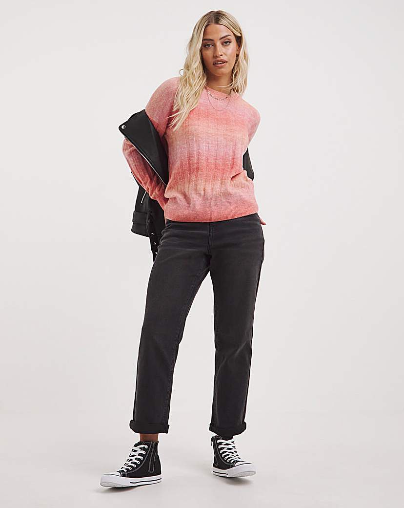Pink Space Dye Crew Neck Jumper