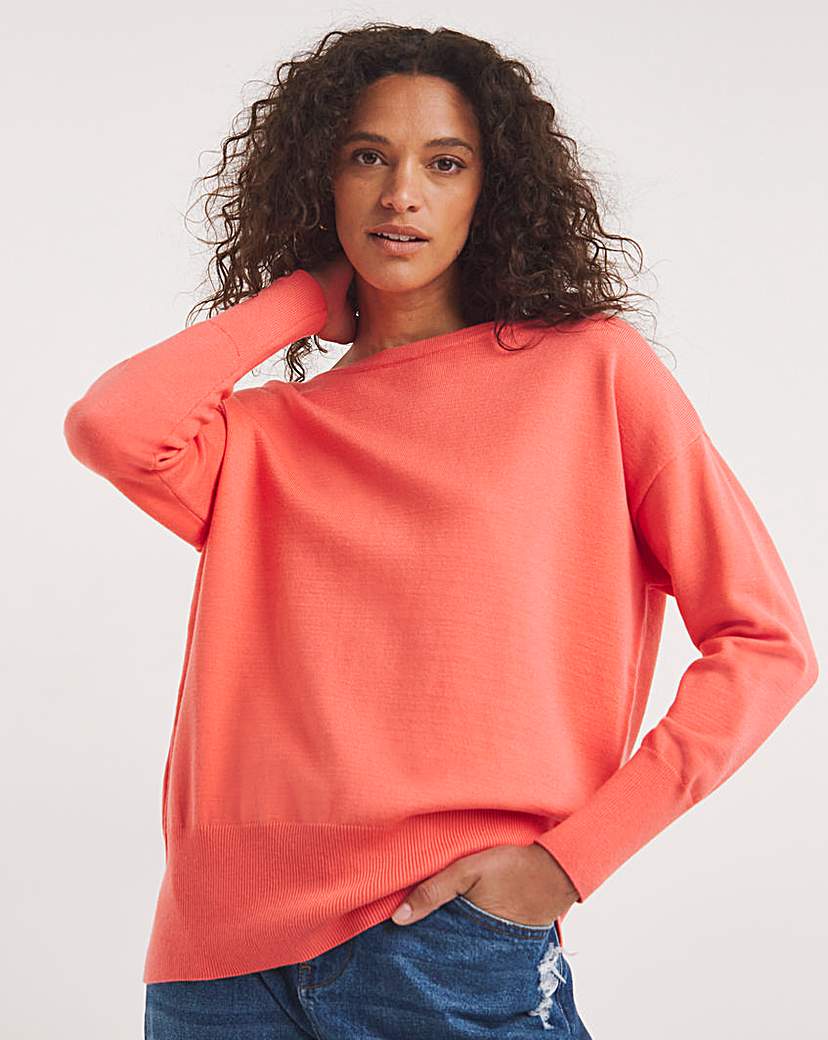 Coral Boat Neck Tunic Jumper