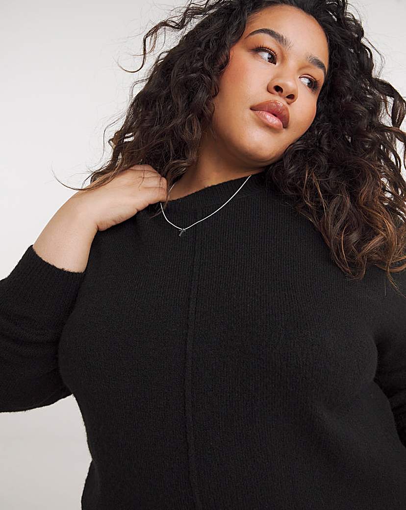 Black Seam Detail Crew Neck Jumper