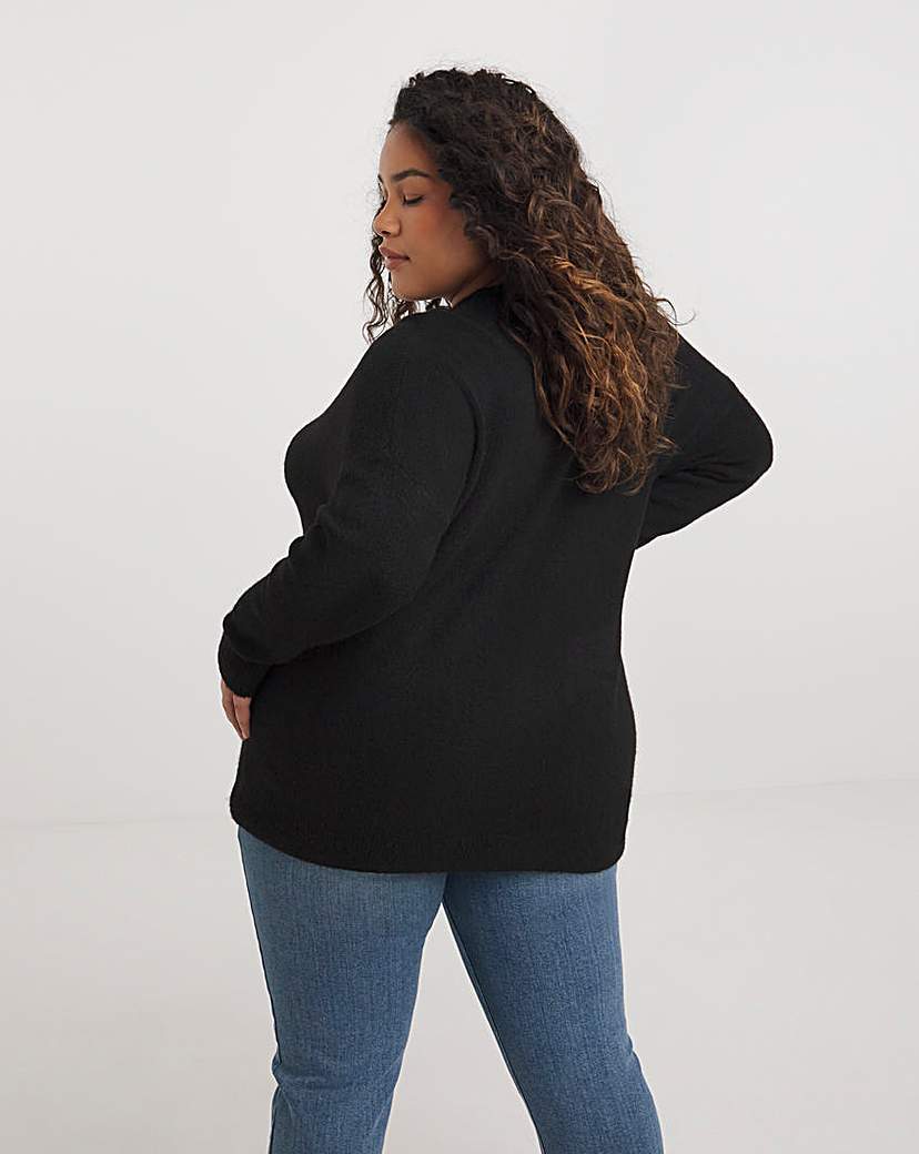 Black Seam Detail Crew Neck Jumper