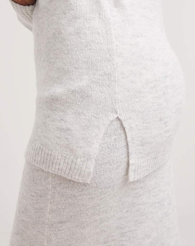 Grey Roll Neck Longline Jumper