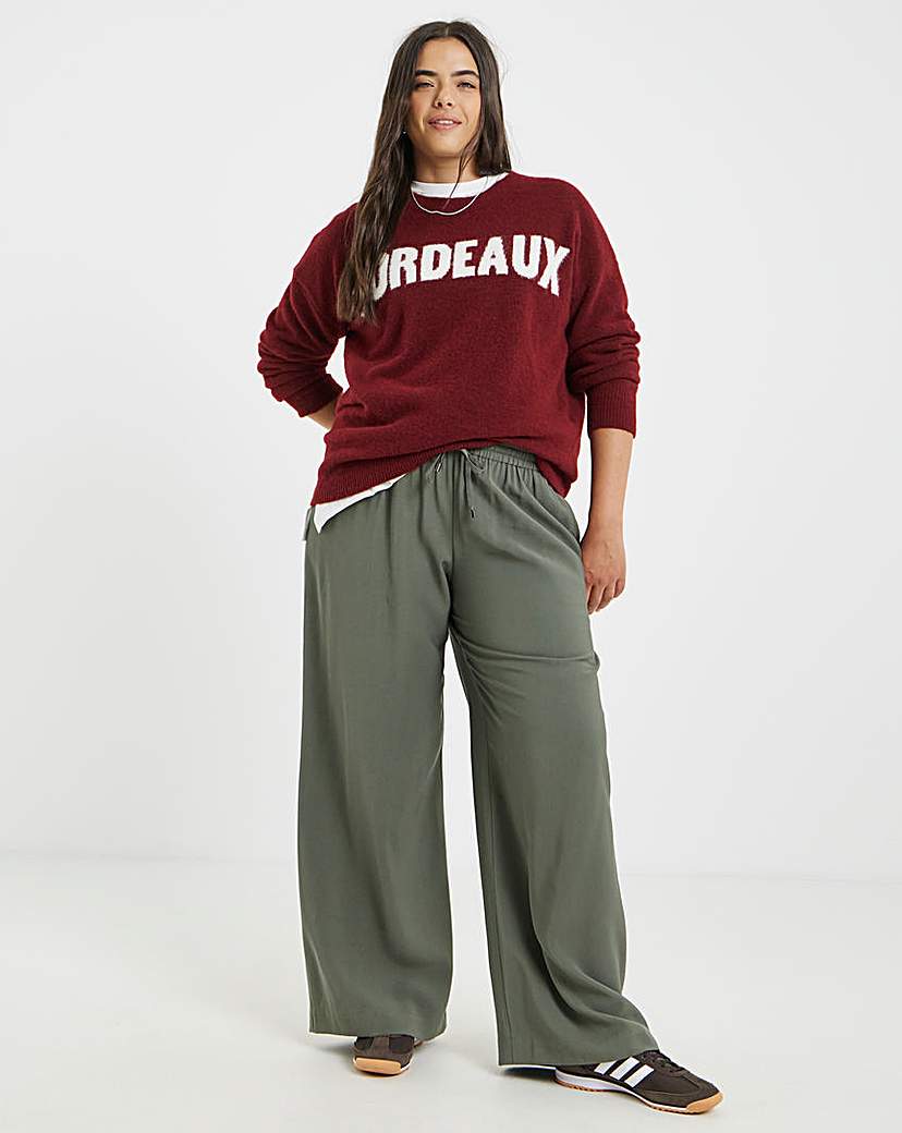 New In - Twill Drawstring Wide Leg Trousers