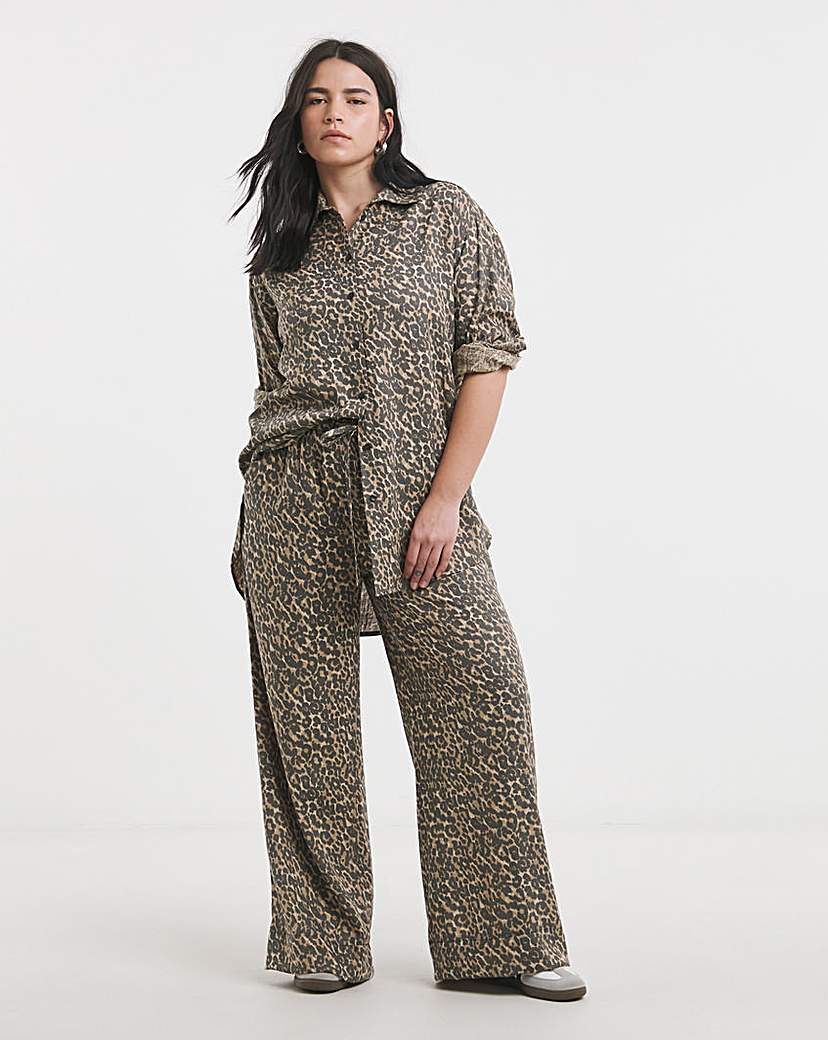 Tie Waist Wide Leg Linen Mix Trousers