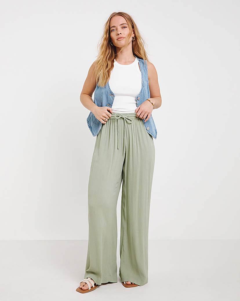 Crinkle Wide Leg Trousers