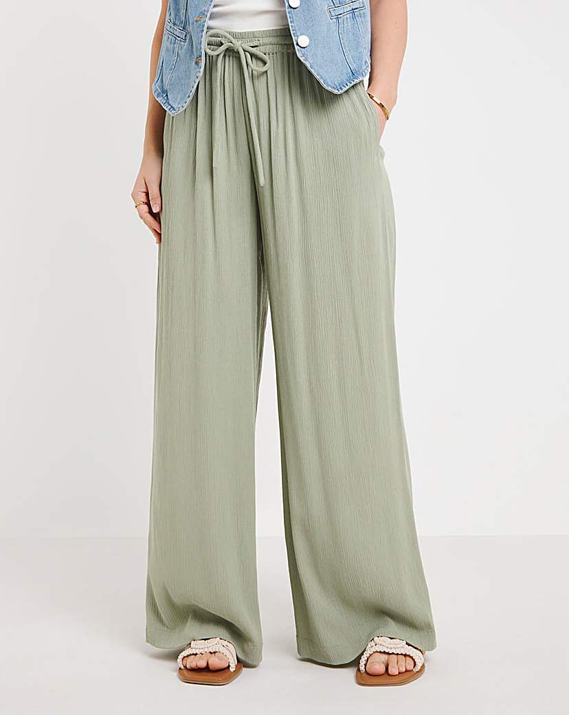 Crinkle Wide Leg Trousers