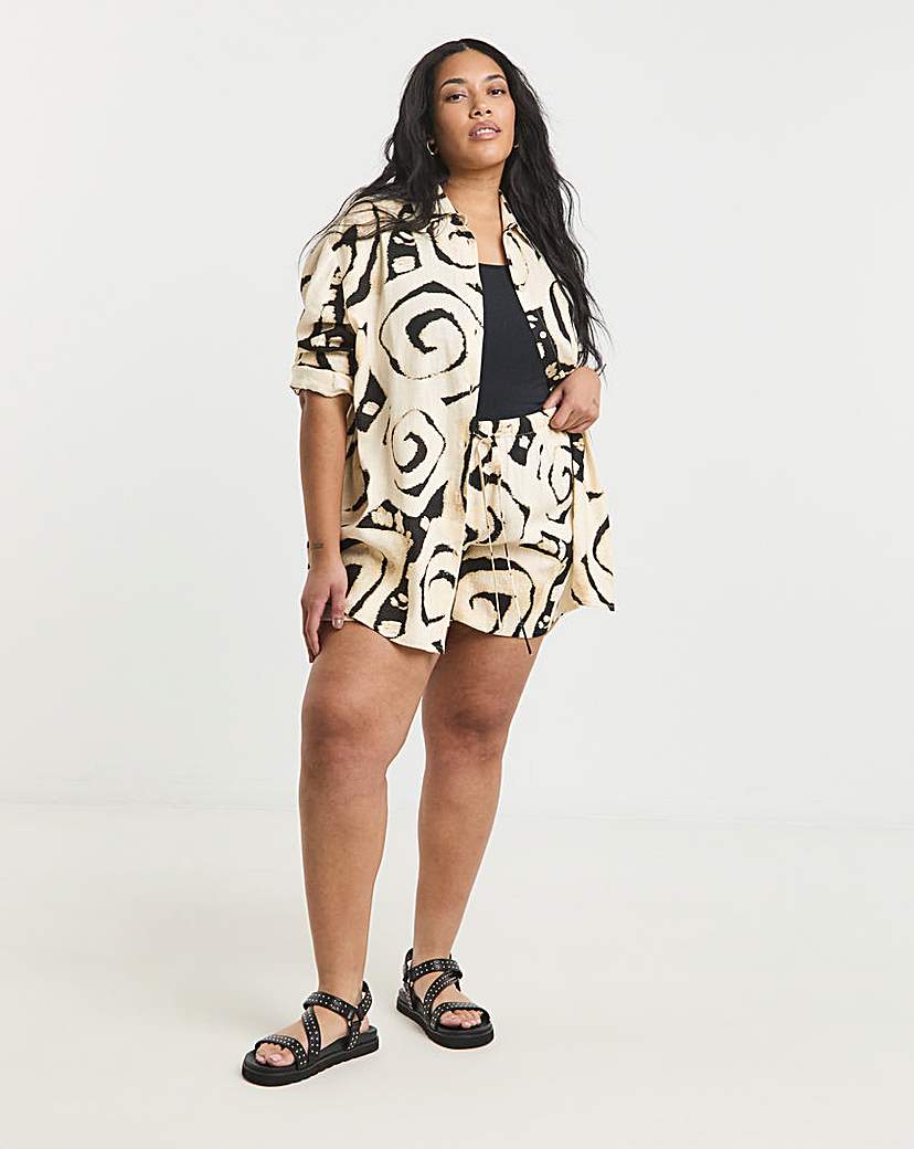 Tie Waist Linen Mix Shorts