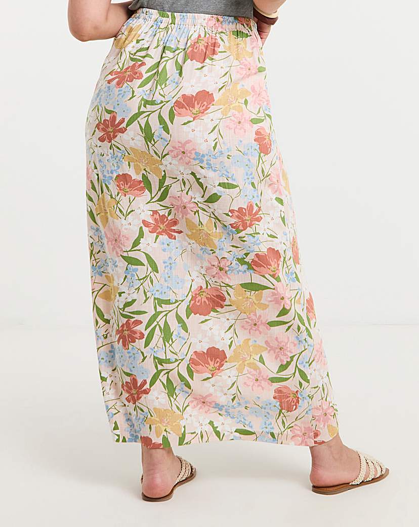 Linen Blend Wrap Midaxi Skirt
