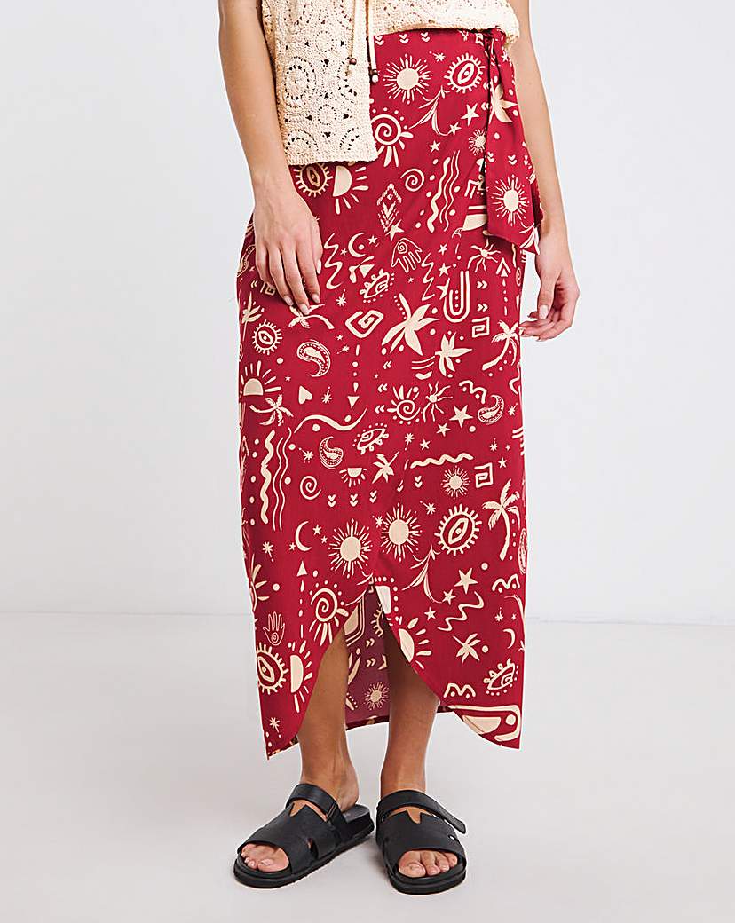 Spun Viscose Wrap Midaxi Skirt
