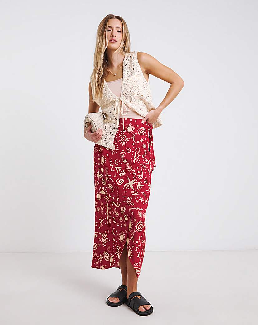 Spun Viscose Wrap Midaxi Skirt