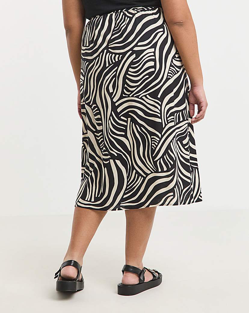 Spun Viscose Side Split Midi Skirt