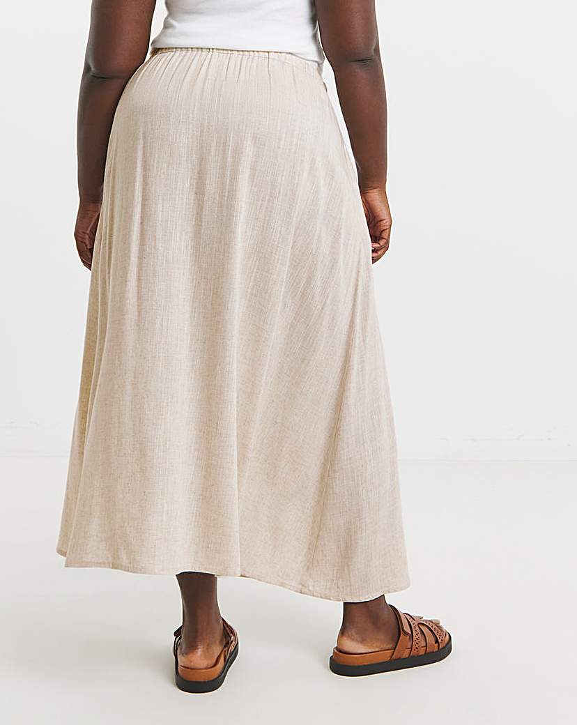 Tie Waist Bead Linen Mix Midaxi Skirt
