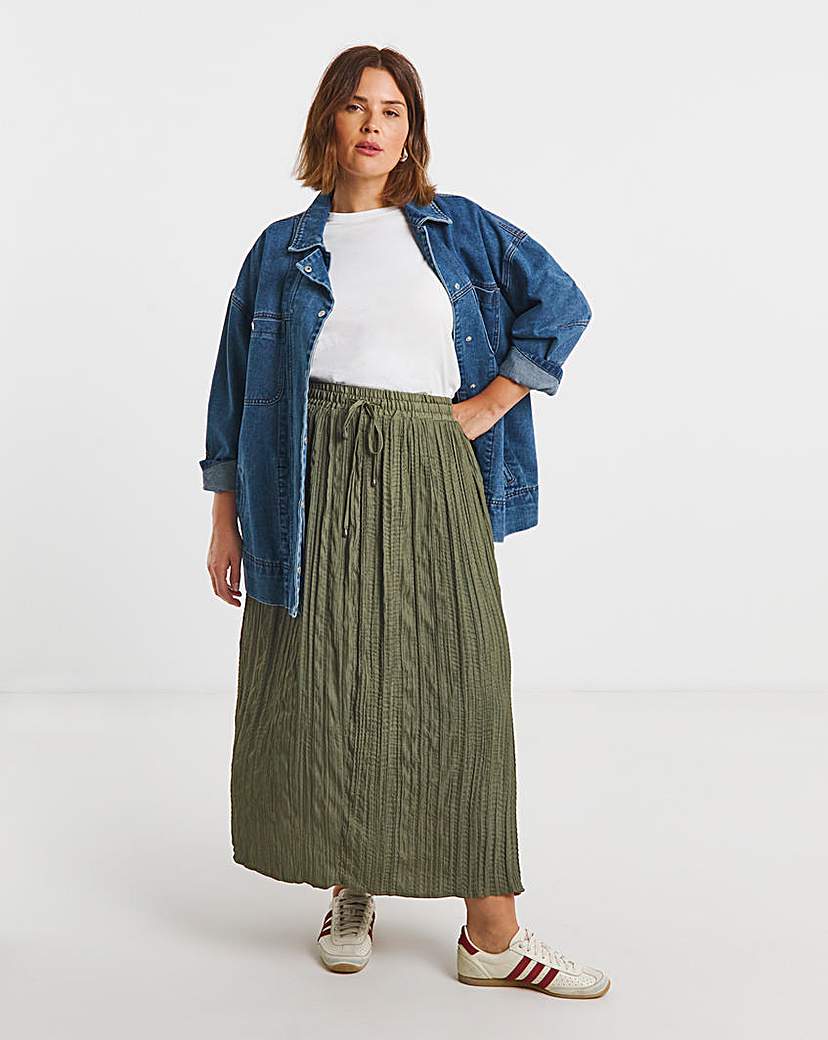 Tie Waist Textured Midaxi Full Skirt
