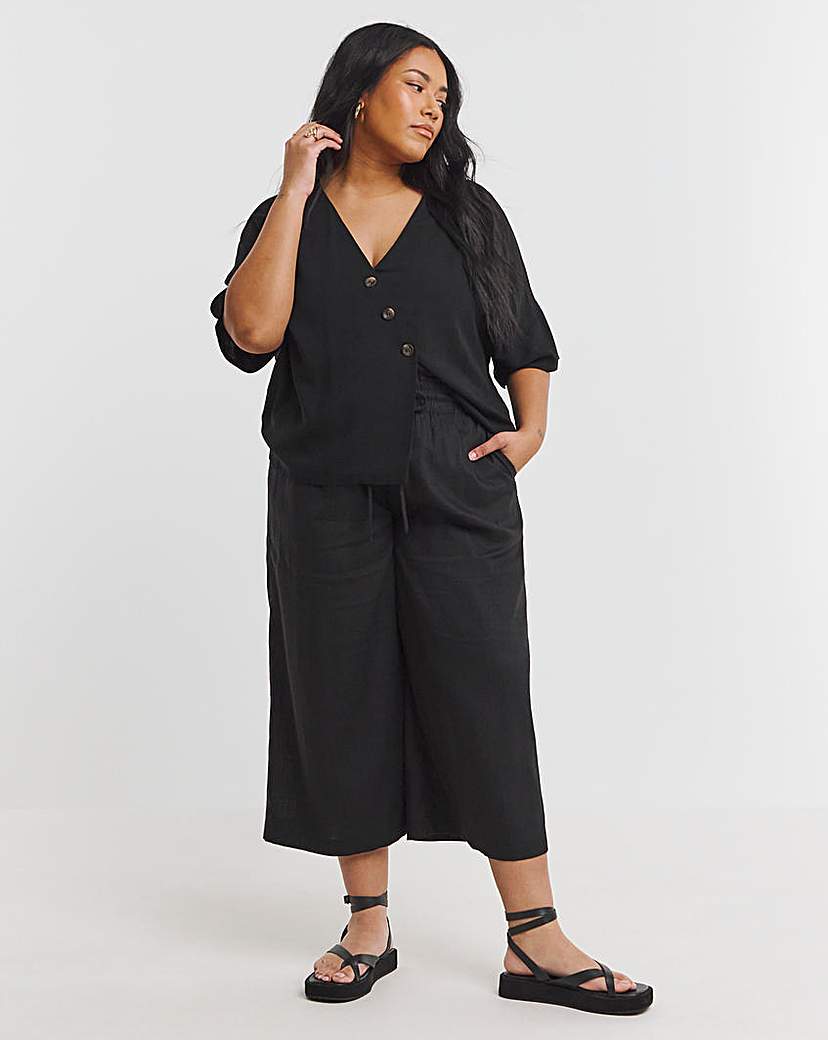 Tie Waist Linen Mix Culottes