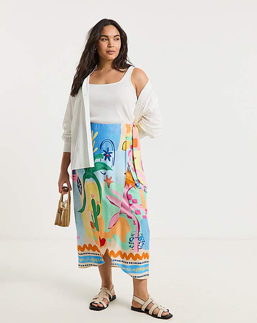 New In - Spun Viscose Wrap Midaxi Skirt