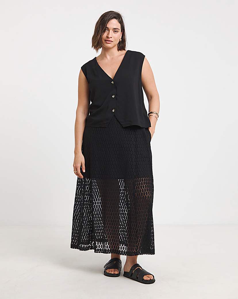 New In - Black Lace Midaxi Aline Skirt